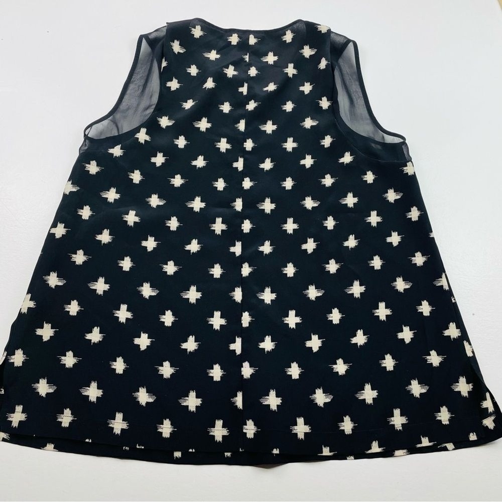 Madewell 100% Silk Sleeveless Blouse Black Beige Cross Print Top Small Casual - Picture 11 of 11
